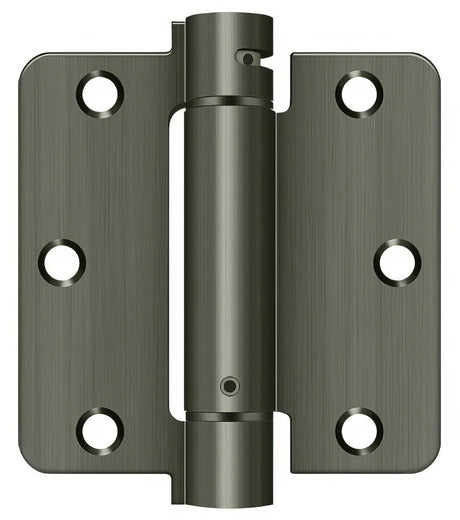 Deltana DSH35R415A DSH35R4 3-1/2" x 3-1/2" NRP Spring Hinge with 1/4" Radius Corner - Sold Each Antique Nickel