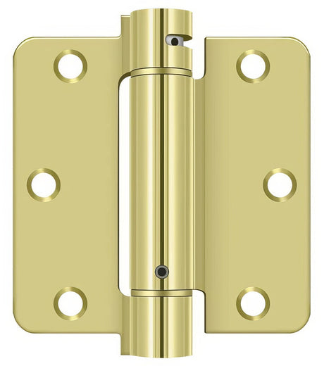 Deltana DSH35R43 DSH35R4 3-1/2" x 3-1/2" NRP Spring Hinge with 1/4" Radius Corner - Sold Each Polished Brass