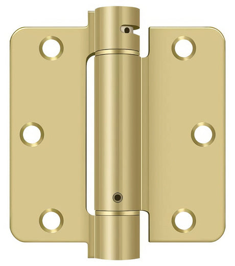 Deltana DSH35R43/4 DSH35R4 3-1/2" x 3-1/2" NRP Spring Hinge with 1/4" Radius Corner - Sold Each Polished Brass / Brushed Brass