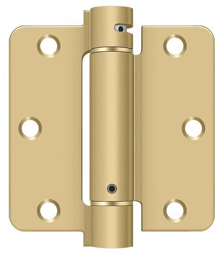Deltana DSH35R44 DSH35R4 3-1/2" x 3-1/2" NRP Spring Hinge with 1/4" Radius Corner - Sold Each Satin Brass