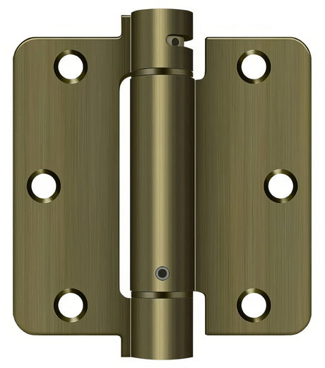 Deltana DSH35R45 DSH35R4 3-1/2" x 3-1/2" NRP Spring Hinge with 1/4" Radius Corner - Sold Each Antique Brass
