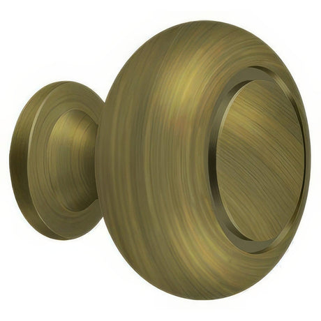 Deltana KR119U5 KR119 1-1/4" Round Groove Bi-Fold Knob Antique Brass