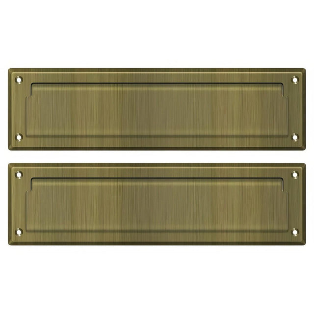Deltana MS212U5 MS212 13-1/8" x 3-5/8" Mail Slot with Interior Flap Antique Brass