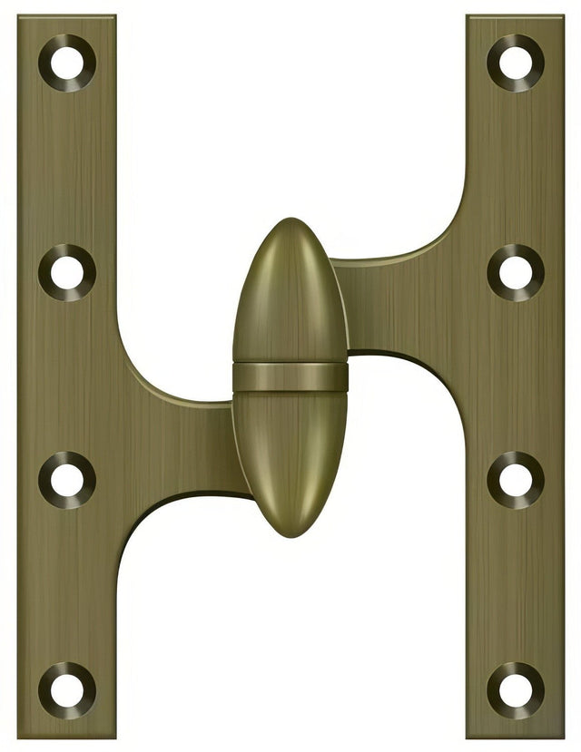 Deltana OK6050B5-L OK6050B-L 6" x 5" Left Hand Olive Knuckle Hinge with Ball Bearing Antique Brass