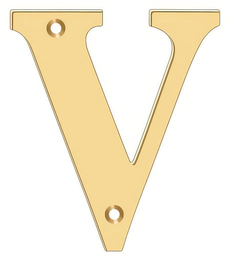 Deltana RL4V-CR003 4" House Letter - V Lifetime Polished Brass