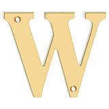 Deltana RL4W-CR003 4" House Letter - W Lifetime Polished Brass