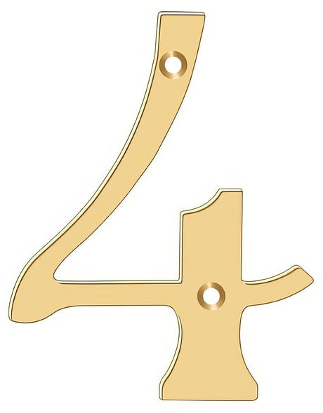 Deltana RN6-4 lifetime polished brass address number