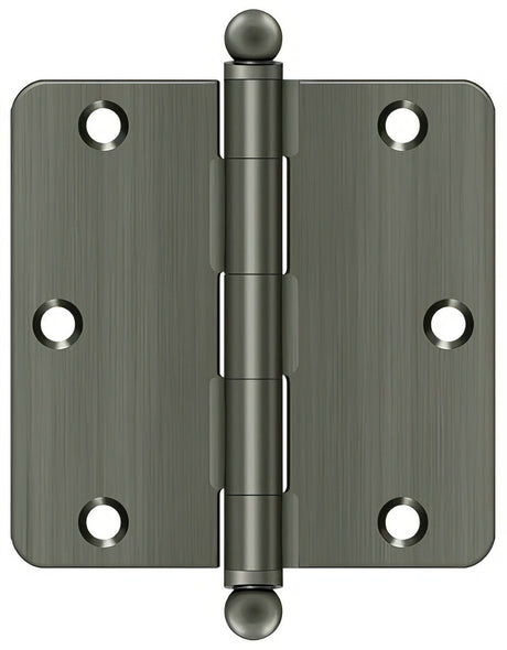 Deltana S35R415A-BT S35R4-BT 3-1/2" x 3-1/2" Plain Bearing 1/4" Radius Corner Door Hinge - Pair Antique Nickel
