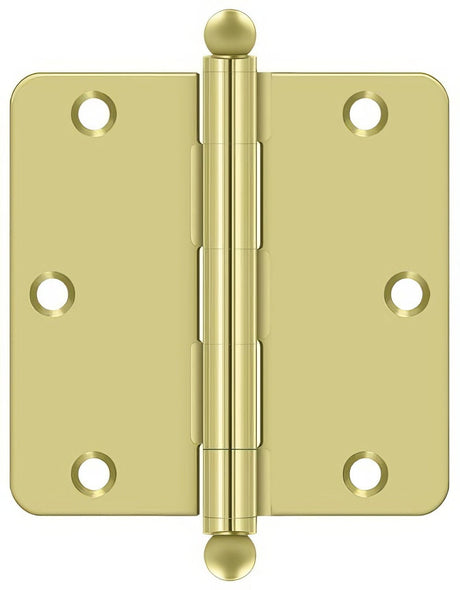 Deltana S35R43-BT S35R4-BT 3-1/2" x 3-1/2" Plain Bearing 1/4" Radius Corner Door Hinge - Pair Polished Brass