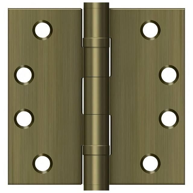 Deltana S44HDBB5 S44HDBB 4" x 4" Square Corner Ball Bearing Door Hinge Antique Brass