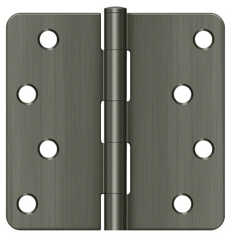 Deltana S44R4BK15A S44R4BK 4" x 4" Plain Bearing 1/4" Radius Corner Door Hinge - Pair Antique Nickel
