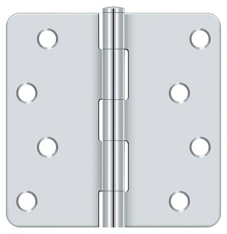 Deltana S44R4BK26 S44R4BK 4" x 4" Plain Bearing 1/4" Radius Corner Door Hinge - Pair Chrome