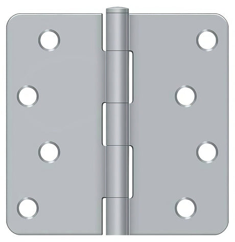 Deltana S44R4BK26D S44R4BK 4" x 4" Plain Bearing 1/4" Radius Corner Door Hinge - Pair Brushed Chrome