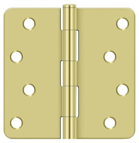 Deltana S44R4BK3 S44R4BK 4" x 4" Plain Bearing 1/4" Radius Corner Door Hinge - Pair Polished Brass