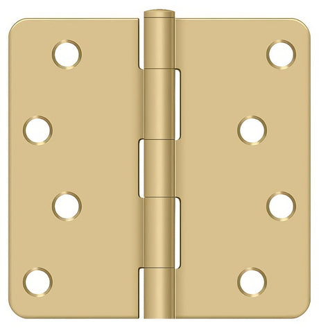 Deltana S44R4BK4 S44R4BK 4" x 4" Plain Bearing 1/4" Radius Corner Door Hinge - Pair Brushed Brass