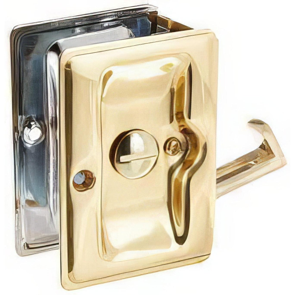 Deltana SDLA325U3/26 SDLA325 3-1/4" x 2-1/4" HD Privacy Pocket Door Lock Polished Brass / Chrome