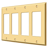 Deltana SWP4744CR003 SWP4744 8-1/8" x 4-5/8" 4 Rocker Switch Plate Cover Lifetime Polished Brass