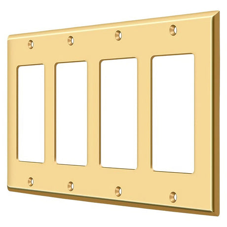Deltana SWP4744CR003 SWP4744 8-1/8" x 4-5/8" 4 Rocker Switch Plate Cover Lifetime Polished Brass