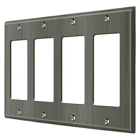 Deltana SWP4744U15A SWP4744 8-1/8" x 4-5/8" 4 Rocker Switch Plate Cover Antique Nickel