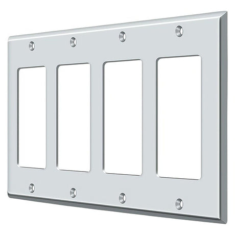 Deltana SWP4744U26 SWP4744 8-1/8" x 4-5/8" 4 Rocker Switch Plate Cover Chrome