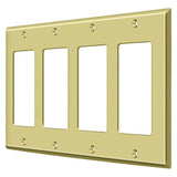 Deltana SWP4744U3 SWP4744 8-1/8" x 4-5/8" 4 Rocker Switch Plate Cover Polished Brass