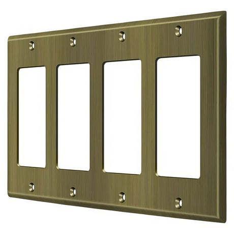 Deltana SWP4744U5 SWP4744 8-1/8" x 4-5/8" 4 Rocker Switch Plate Cover Antique Brass