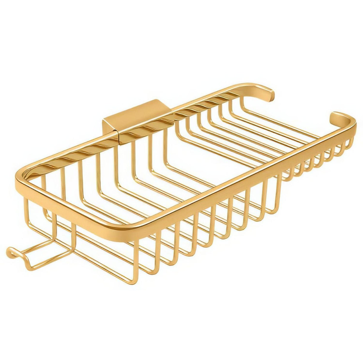 Deltana WBR1051HCR003 WBR1051H 10-3/8" x 4-7/8" Dual Level Wire Shower Basket with Hook Lifetime Polished Brass