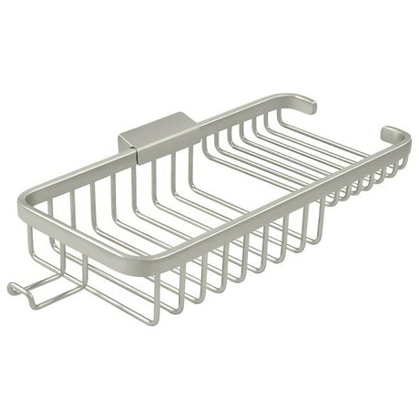 Deltana WBR1051HU15 WBR1051H 10-3/8" x 4-7/8" Dual Level Wire Shower Basket with Hook Satin Nickel