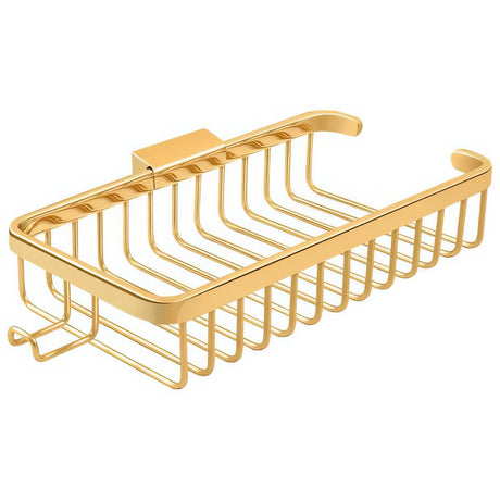 Deltana WBR1052HCR003 WBR1052H 10-3/8" x 4-7/8" Wire Shower Basket with Hook Lifetime Polished Brass
