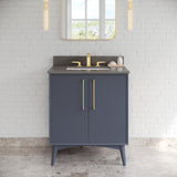 Jeffrey Alexander Dashwood Blue Steel Single Sink Bathroom Vanity with Grey Quartz Top - Single-Hole Faucet Top