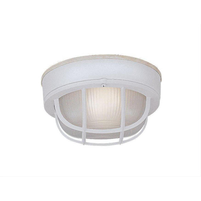 Designers Fountain 2073-WH Bulk Head 1 Light 7" Round Bulkhead With Guard White
