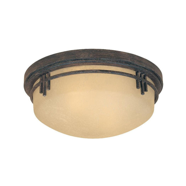 Designers Fountain 82121-WM Mission Ridge Asian Two Light Down Lighting Flushmount Warm Mahogany