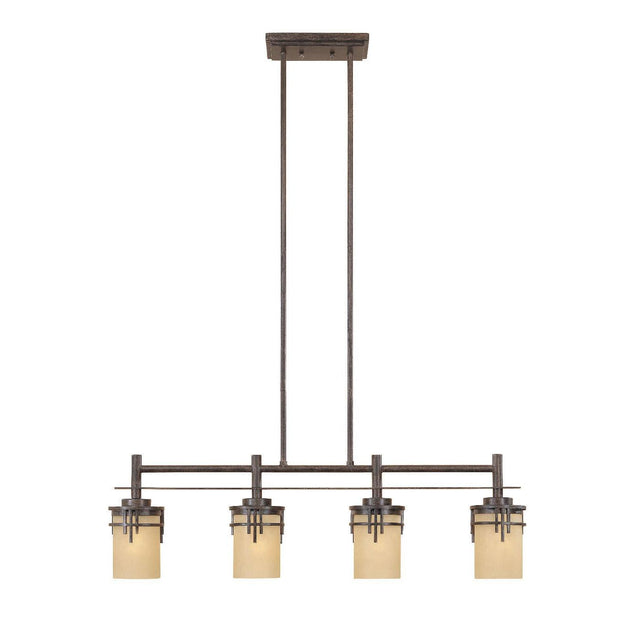 Designers Fountain 82138-WM Mission Ridge Asian Four Light Down Lighting Island Billiard Fixture Warm Mahogany