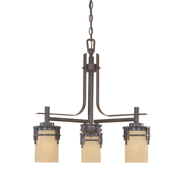 Designers Fountain 82183-WM Mission Ridge Asian Three Light Down Lighting Chandelier Warm Mahogany