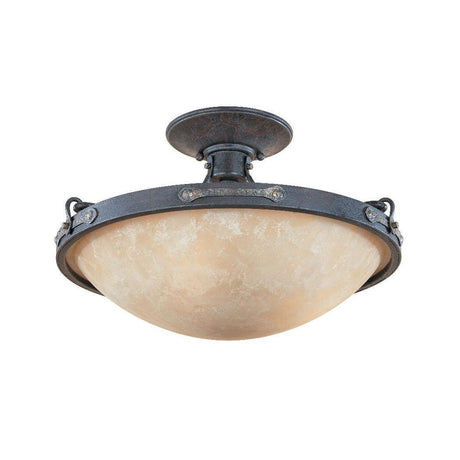 Designers Fountain 97311-WSD Austin Rustic Country Three Light Down Lighting Semi Flushmount Weathered Saddle