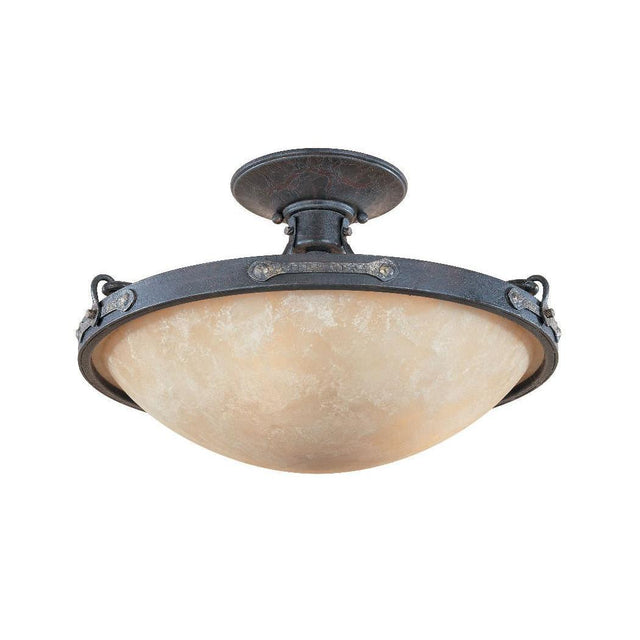 Designers Fountain 97311-WSD Austin Rustic Country Three Light Down Lighting Semi Flushmount Weathered Saddle