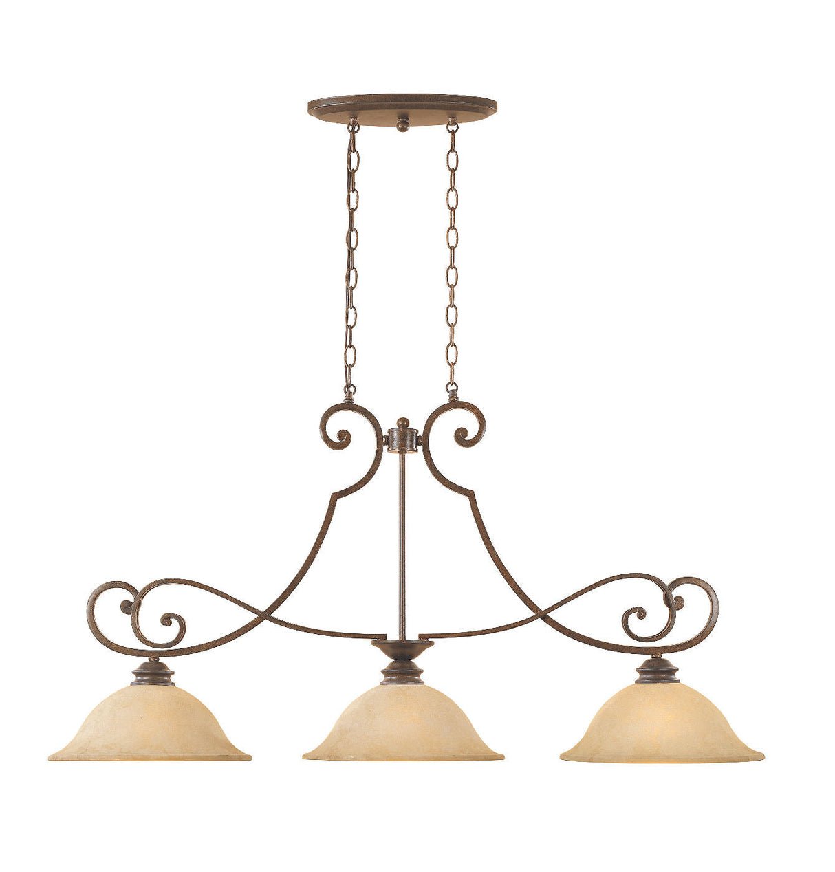 Designers Fountain 81838-FSN Mendocino Tuscan Three Light Down Lighting Island Billiard Fixture