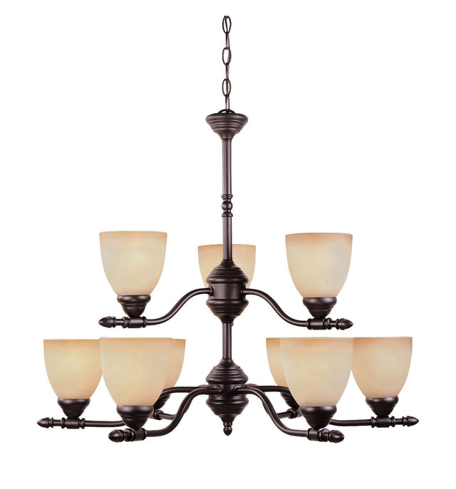 Designers Fountain 94089-ORB Apollo Tuscan Nine Light Up Lighting Two Tier Chandelier Oil Rubbed Bronze