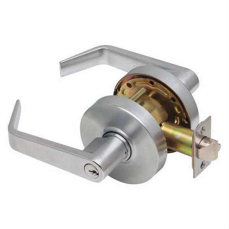 Dexter Commercial C1000ENTRR626KDC C1000ENT Entry Office Grade 1 Regular Lever Clutching Cylindrical Lock Satin Chrome