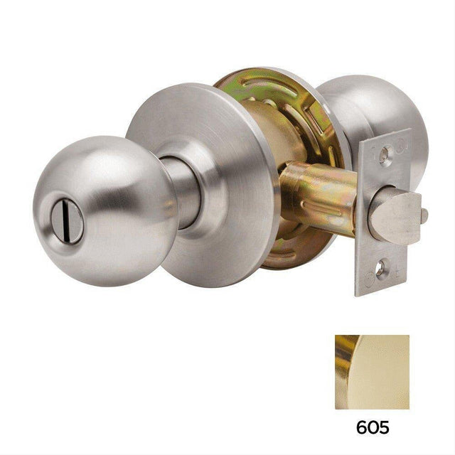 Dexter Commercial C2000PRIVB605 C2000PRIVB6 Privacy Grade 2 Ball Knob Non Clutching Cylindrical Lock Bright Brass