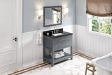 Jeffrey Alexander Wavecrest 36" Grey Single Sink Bathroom Vanity with Black Granite Top - 8 in. Widespread Faucet Top product image 7