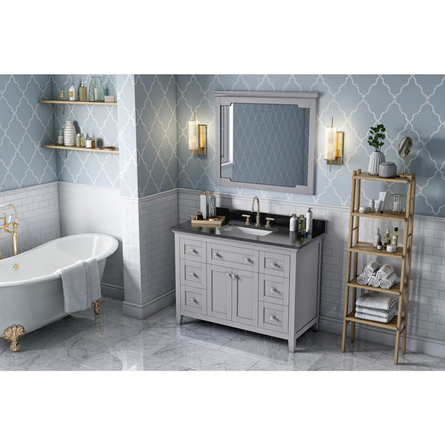 Jeffrey Alexander Chatham 48" Grey Single Sink Bathroom Vanity with Black Granite Top - 8 in. Widespread Faucet Top