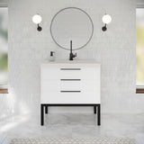 Jeffrey Alexander Gardner 37" White Single Sink Bathroom Vanity with White Resin Top - Single-Hole Faucet Top - VKGAR36WHSQRE product image 2