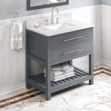 Jeffrey Alexander Wavecrest 36" Grey Single Sink Bathroom Vanity with White Quartz Top - 8 in. Widespread Faucet Top product image 2