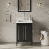 Jeffrey Alexander Percival 24" Black Single Sink Bathroom Vanity with Calacatta Vienna Quartz Top - 8 in. Widespread Faucet Top product image 2