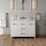 Jeffrey Alexander Katara 48" White Single Sink Bathroom Vanity with White Carrara Marble Top - 8 in. Widespread Faucet Top product image 2