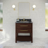 Jeffrey Alexander Kipling 31" Dark Walnut Single Sink Bathroom Vanity with Grey Marble Top - Single-Hole Faucet Top