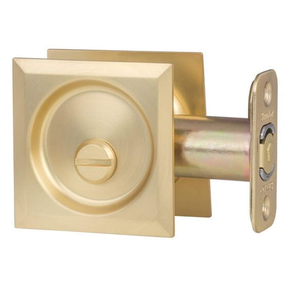 Sure-Loc DP-SQ02 SB satin brass privacy pocket door pull