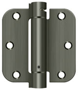 Deltana DSH35R515A antique nickel spring hinge