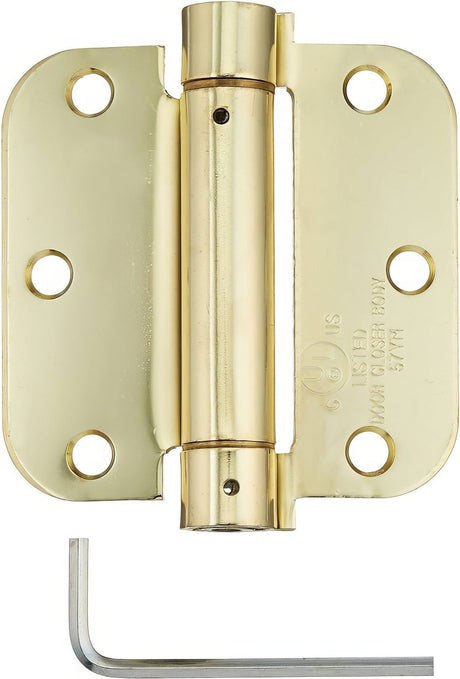 Deltana DSH35R53/4 polished brass / brushed brass spring hinge